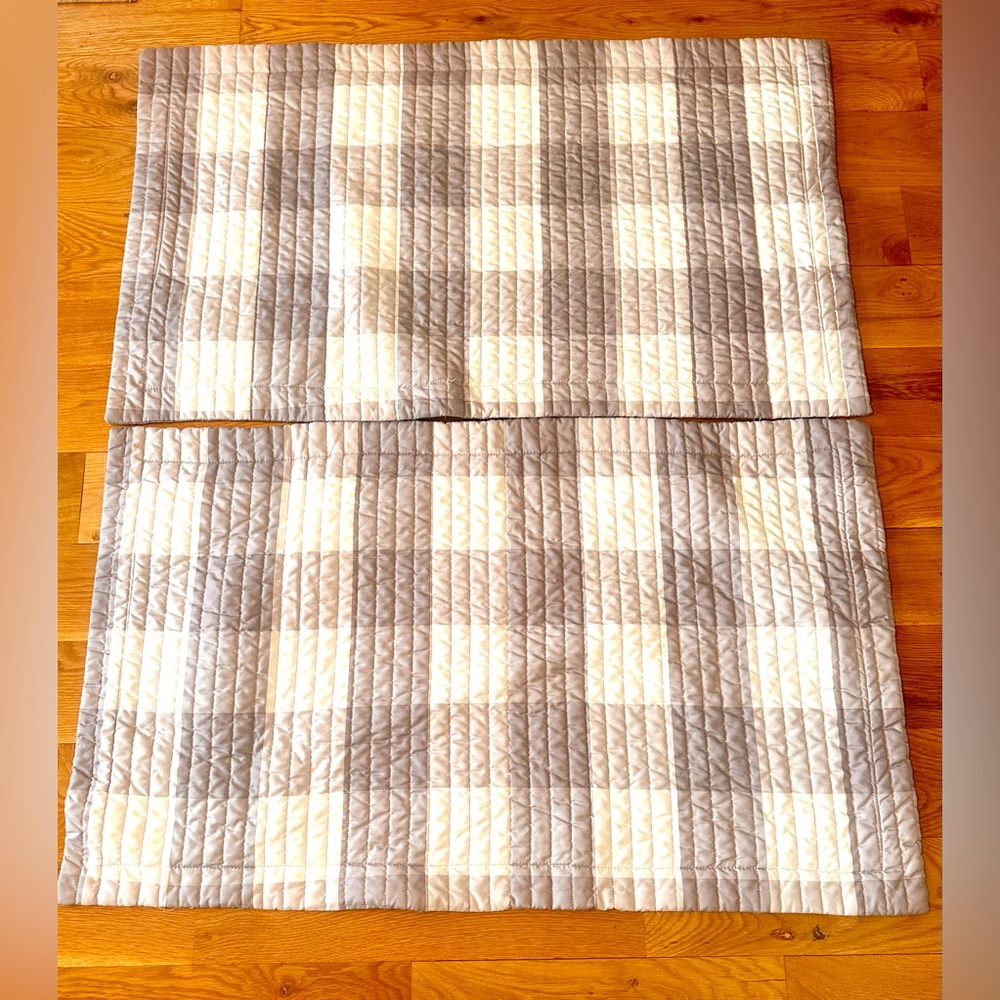 Quilted Plaid Gray/White King Pillow Sham Set by Truley Soft